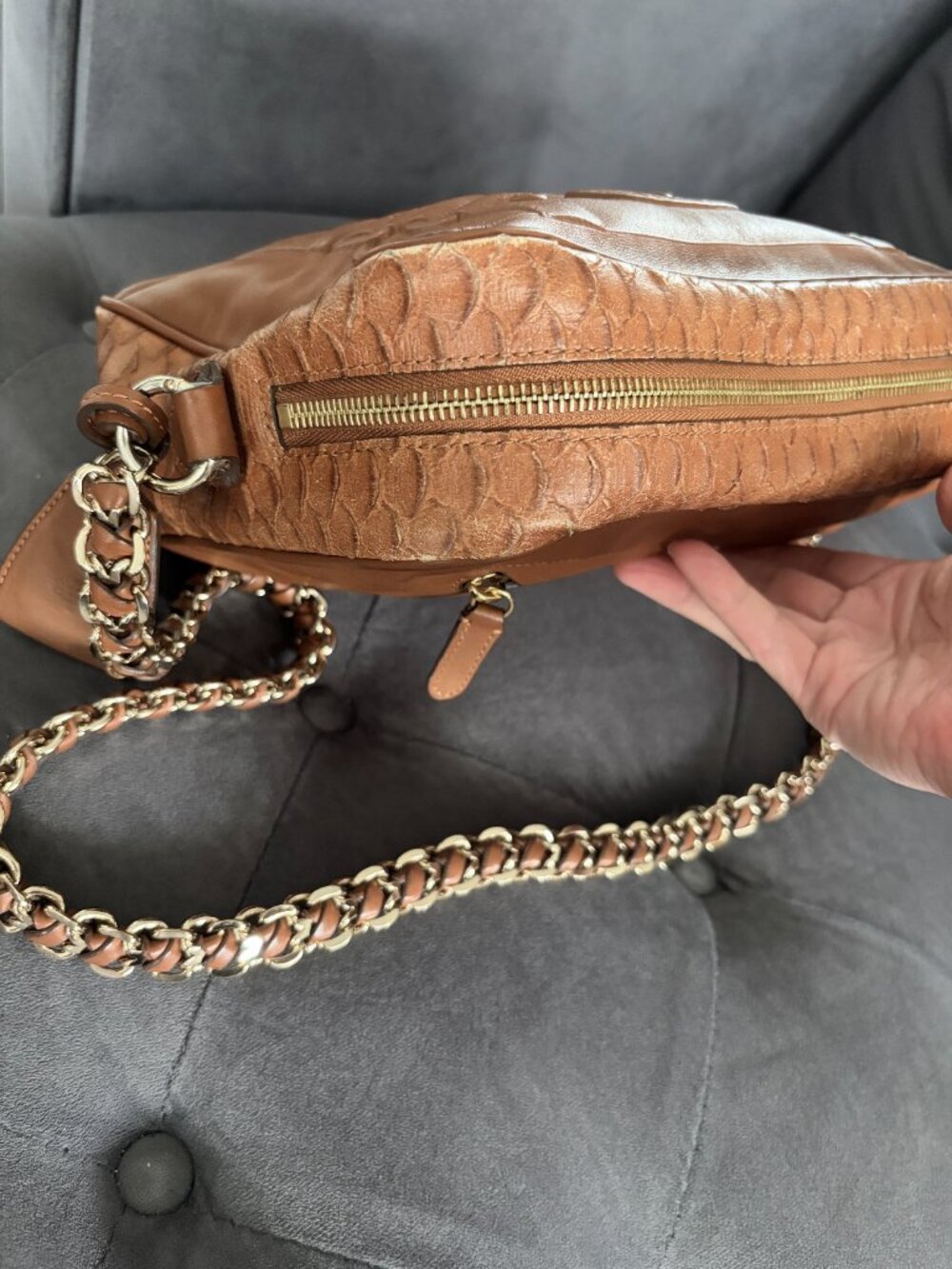 Rare Mulberry Maisie Shoulder Bag in Oak Silky Snake Print - Picture 15 of 16